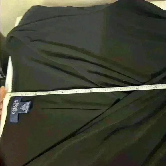 Chaps Womens XL Black Faux Wrap V-Neck Capsule Dress Rhinestone Clasp Minimalist - Picture 8 of 10